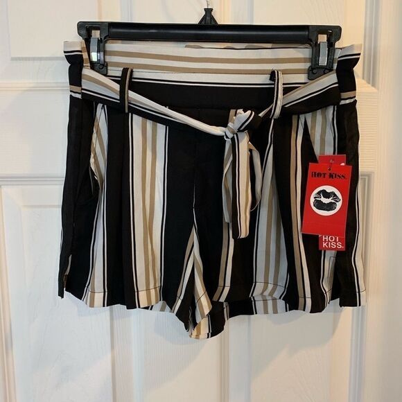 Hot Kiss Striped Tie Front Shorts - Picture 1 of 6